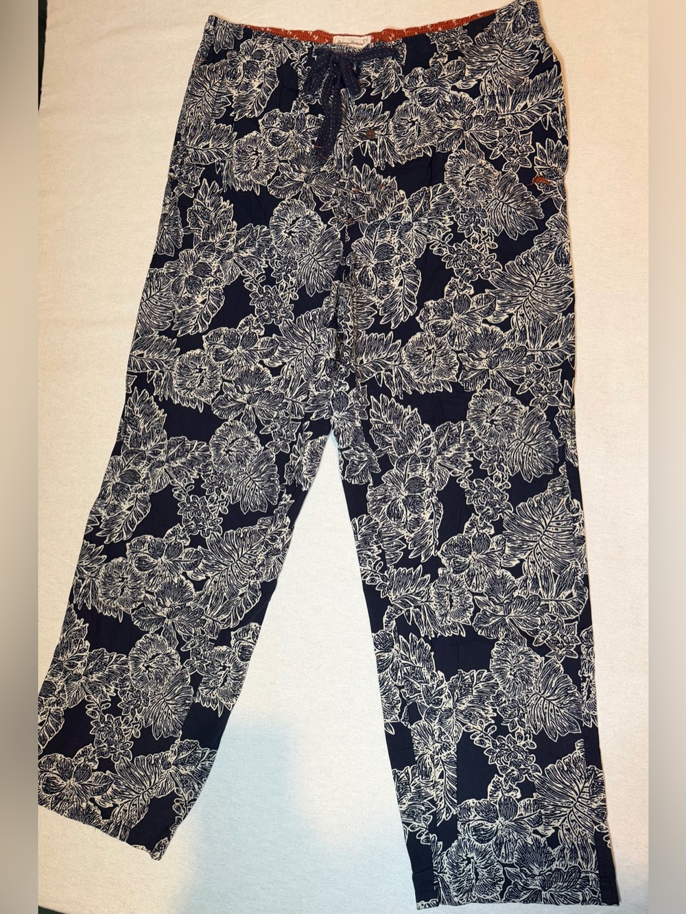 Tommy Bahama Navy and White Floral Wide Leg Pants